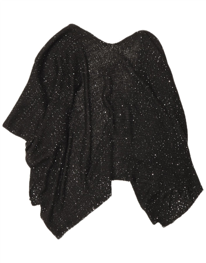 Marks & Spencer Damski sweter ponczo w jednym rozmiarze, czarny, nakrapiany akryl