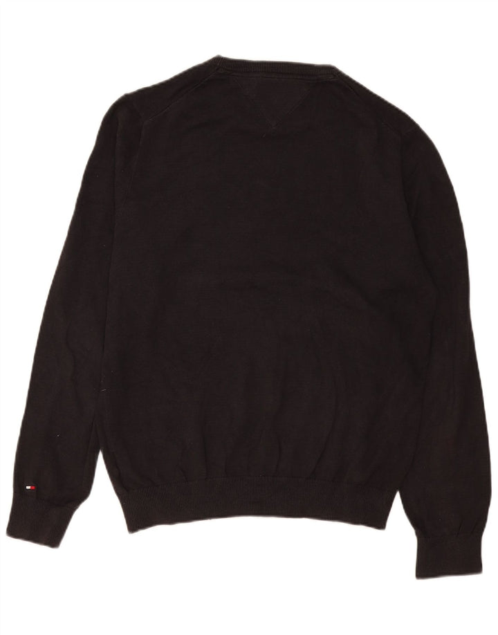 Męski sweter Tommy Hilfiger z okrągłym dekoltem, średnioszary, bawełniany w bloki kolorów