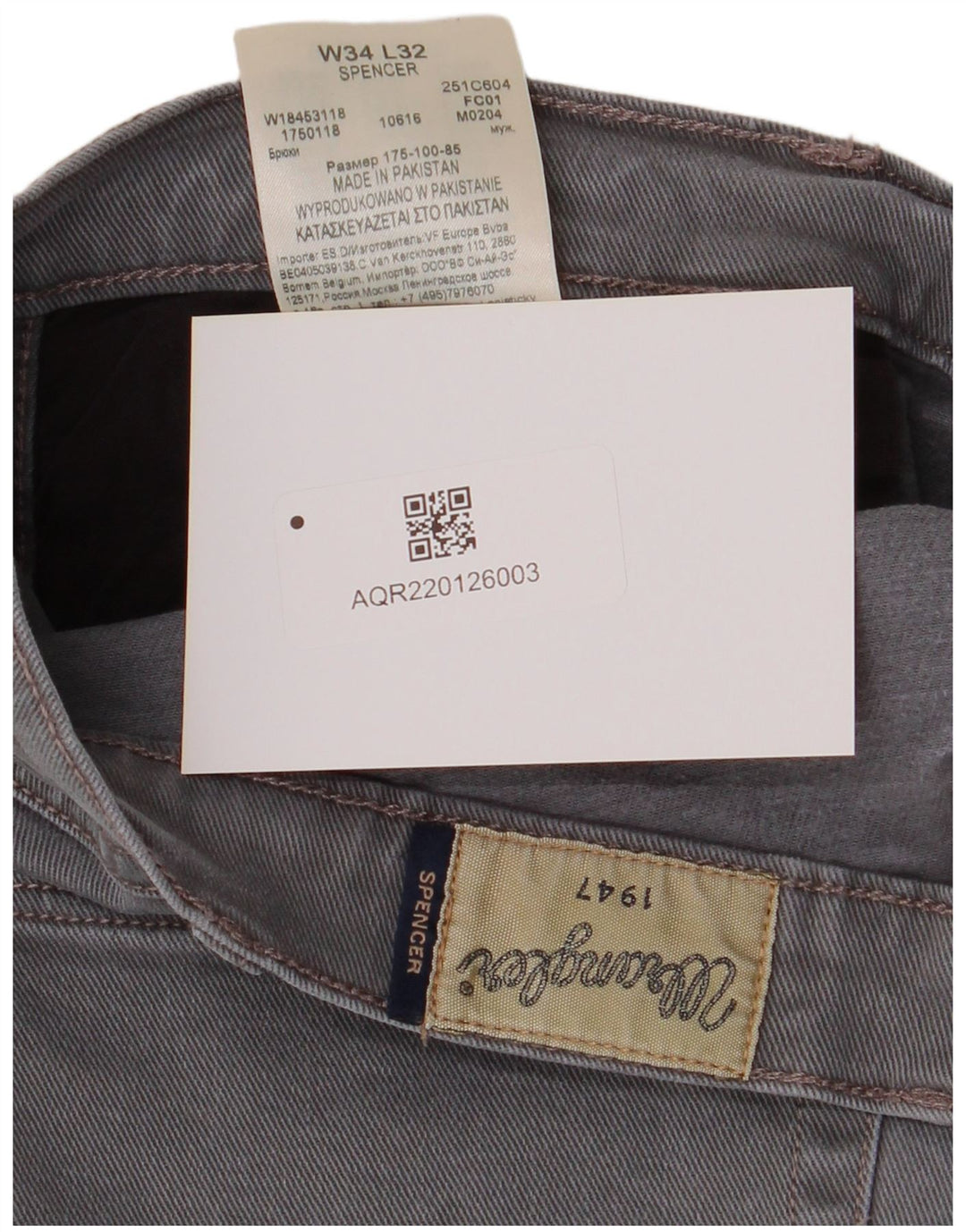 Wrangler Męskie Spencer Straight Jeans W34 L32 Szara bawełna