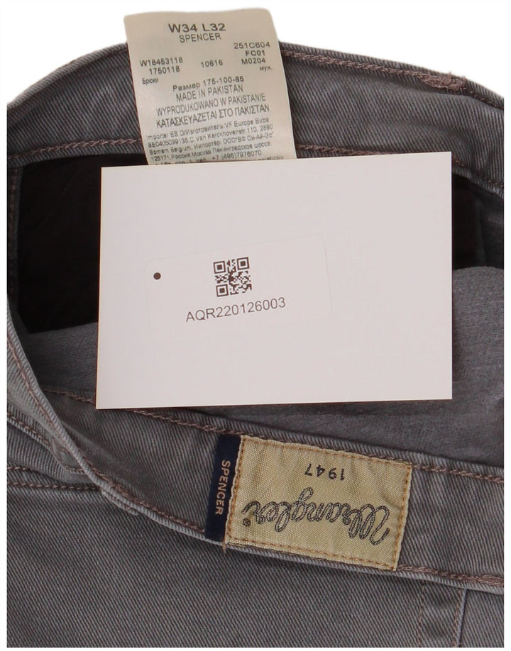 Wrangler Męskie Spencer Straight Jeans W34 L32 Szara bawełna