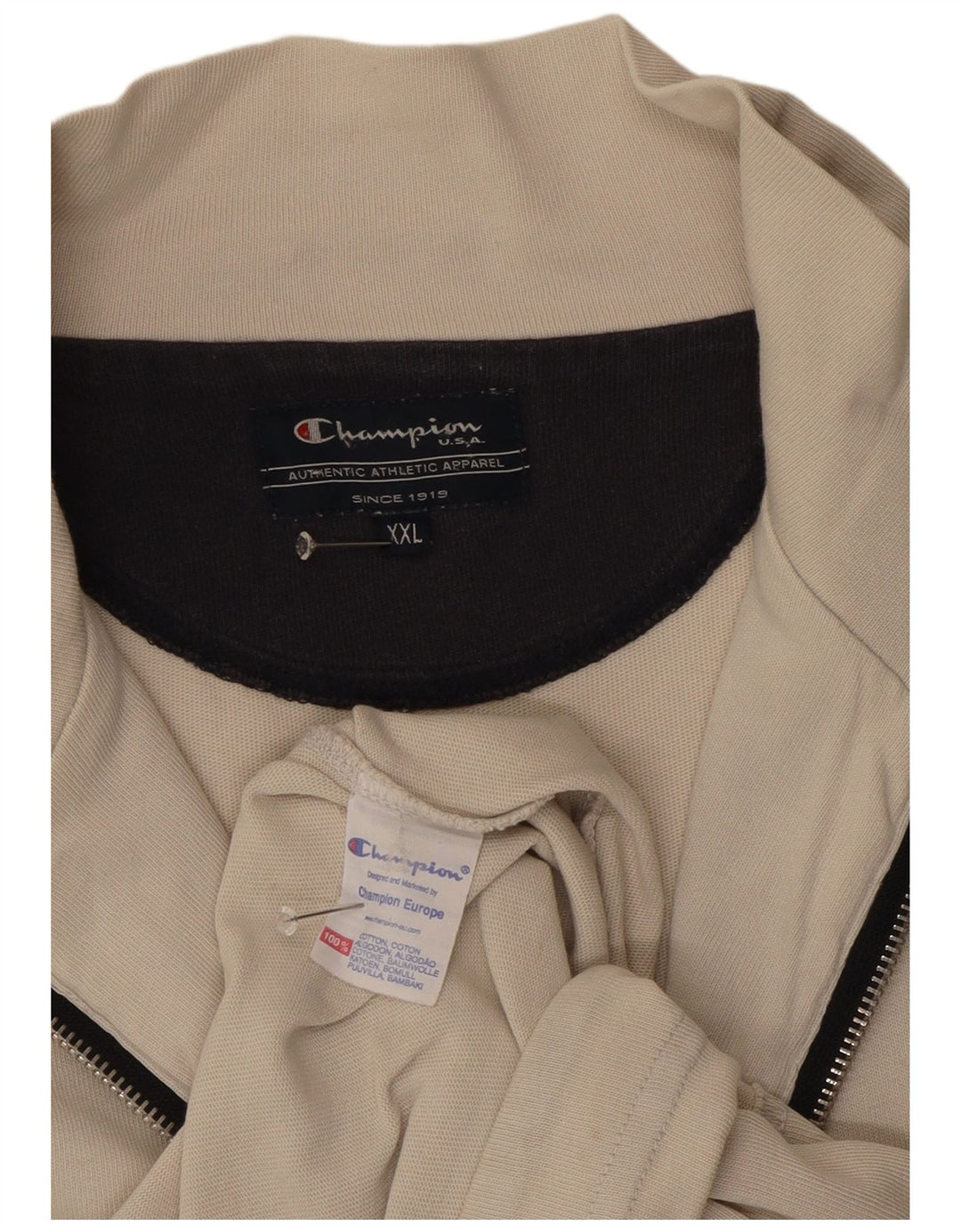 Kurtka męska dresowa Champion 2XL, beżowa, bawełniana