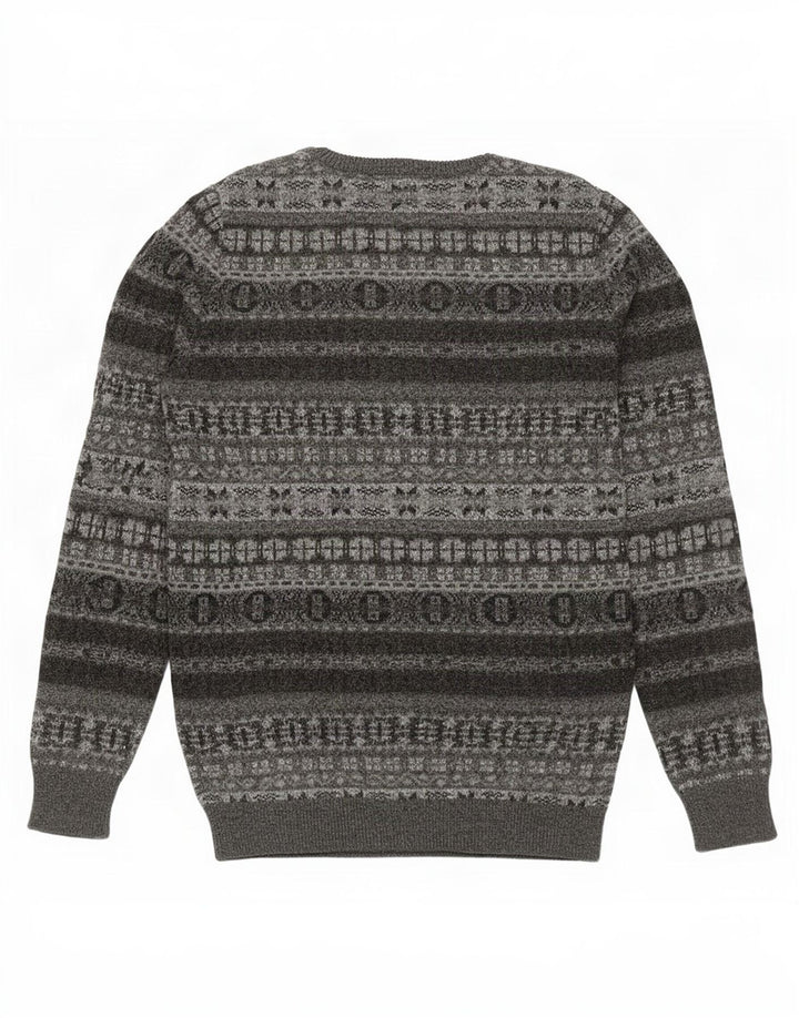 Marlboro Classics Męski sweter z okrągłym dekoltem 2XL Szary Fair Isle Wool