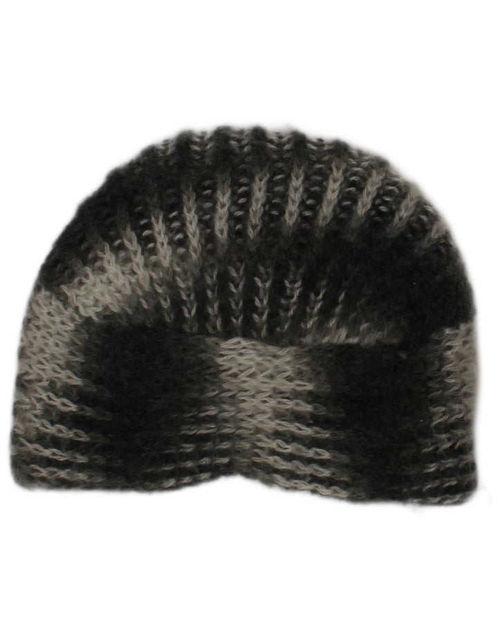 Vintage damski turban z dzianiny, jeden rozmiar, khaki, w paski