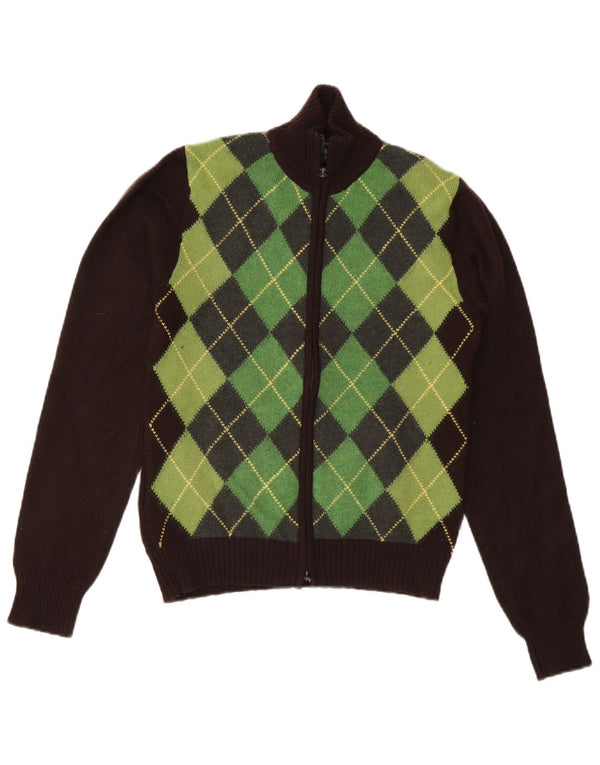 Damski sweter rozpinany Gant UK 10 Small Brown Argyle/diamentowa wełna