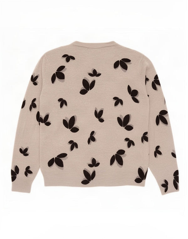Marks & Spencer Damski sweter z okrągłym dekoltem UK 14, duży, szary w kwiaty