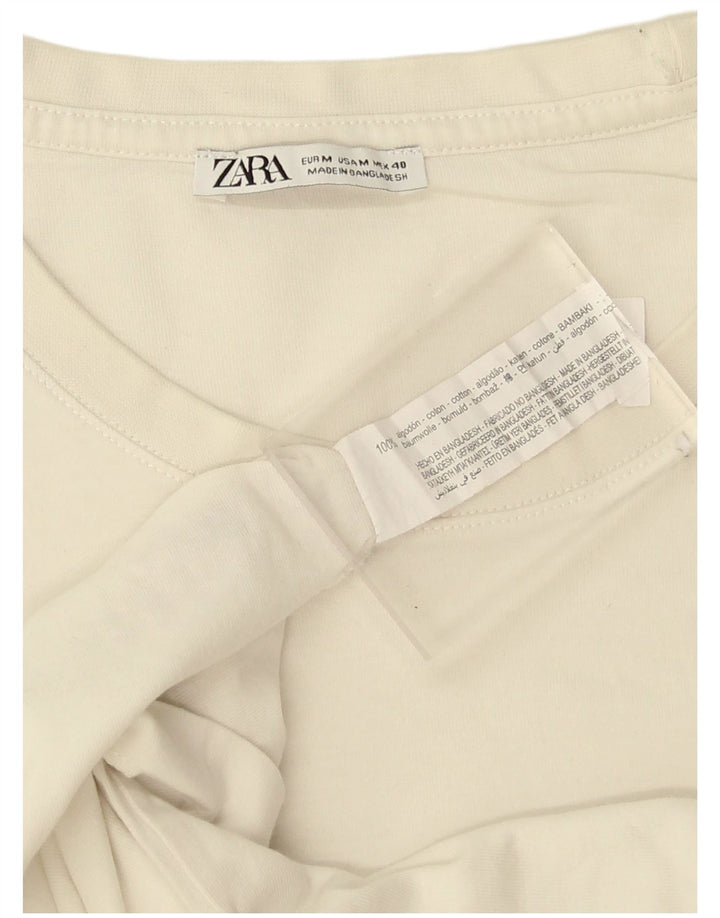 T-shirt męski Zara Top, średni, biały, bawełniany