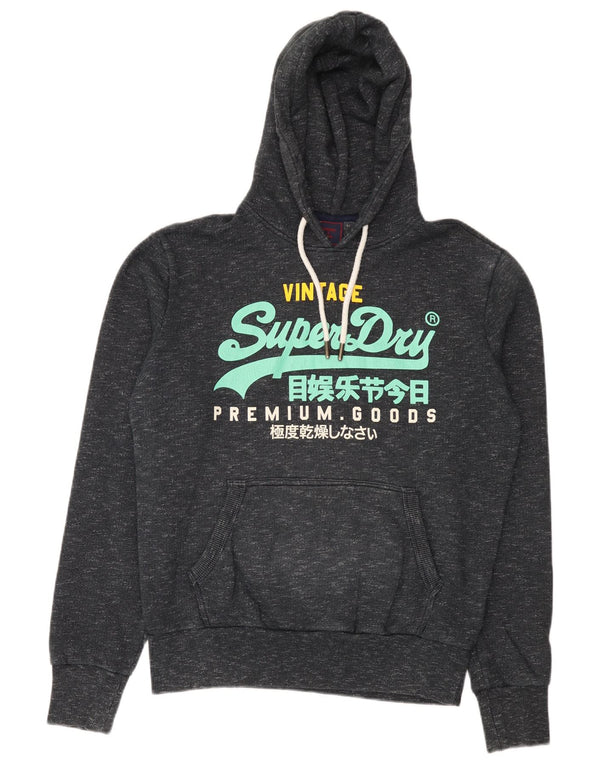 Męski sweter z kapturem Superdry z grafiką, średni, granatowy, bawełniany w cętki