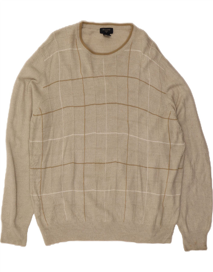 DOCKERS Mens Crew Neck Jumper Sweater XL Beige Check Acrylic Vintage Dockers and Second-Hand Dockers from Messina Hembry 