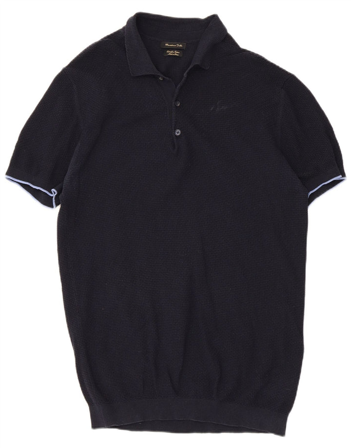 Męska koszulka polo Massimo Dutti, duża, granatowa, bawełniana