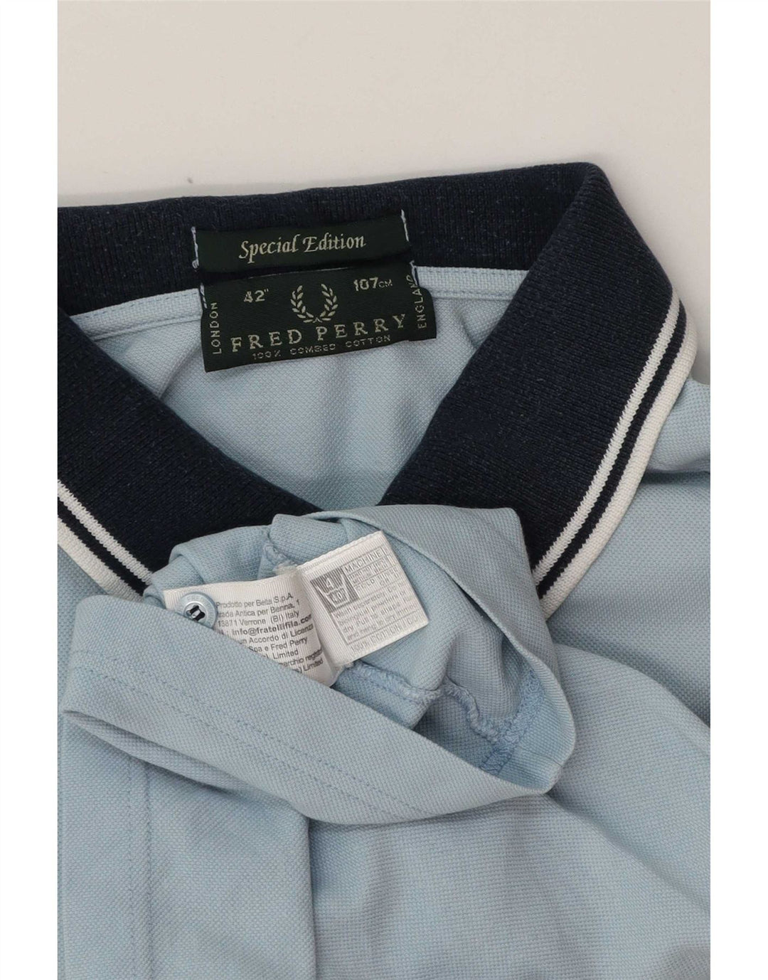 Męska koszulka polo do rugby Fred Perry, bawełniana w średnie niebieskie paski