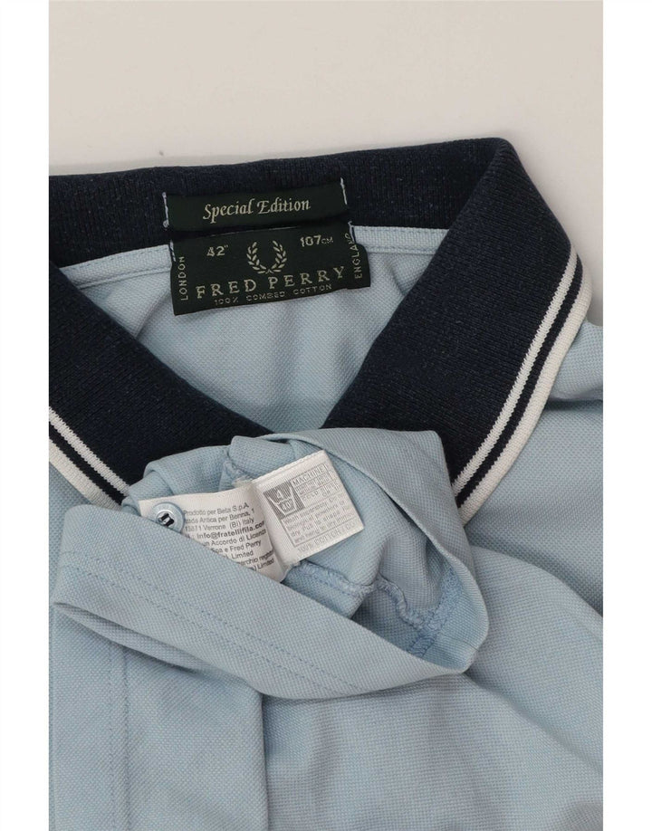 Męska koszulka polo do rugby Fred Perry, bawełniana w średnie niebieskie paski