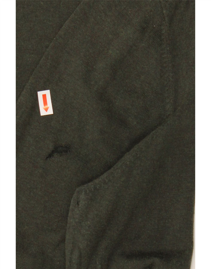 MASSIMO DUTTI Męski sweter z okrągłym dekoltem, duży, bawełniany khaki