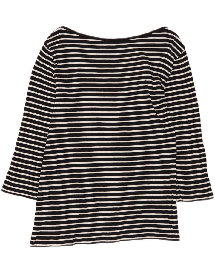 Damski top Benetton z rękawem 3/4, UK 12, średni, czarny, w paski, morski