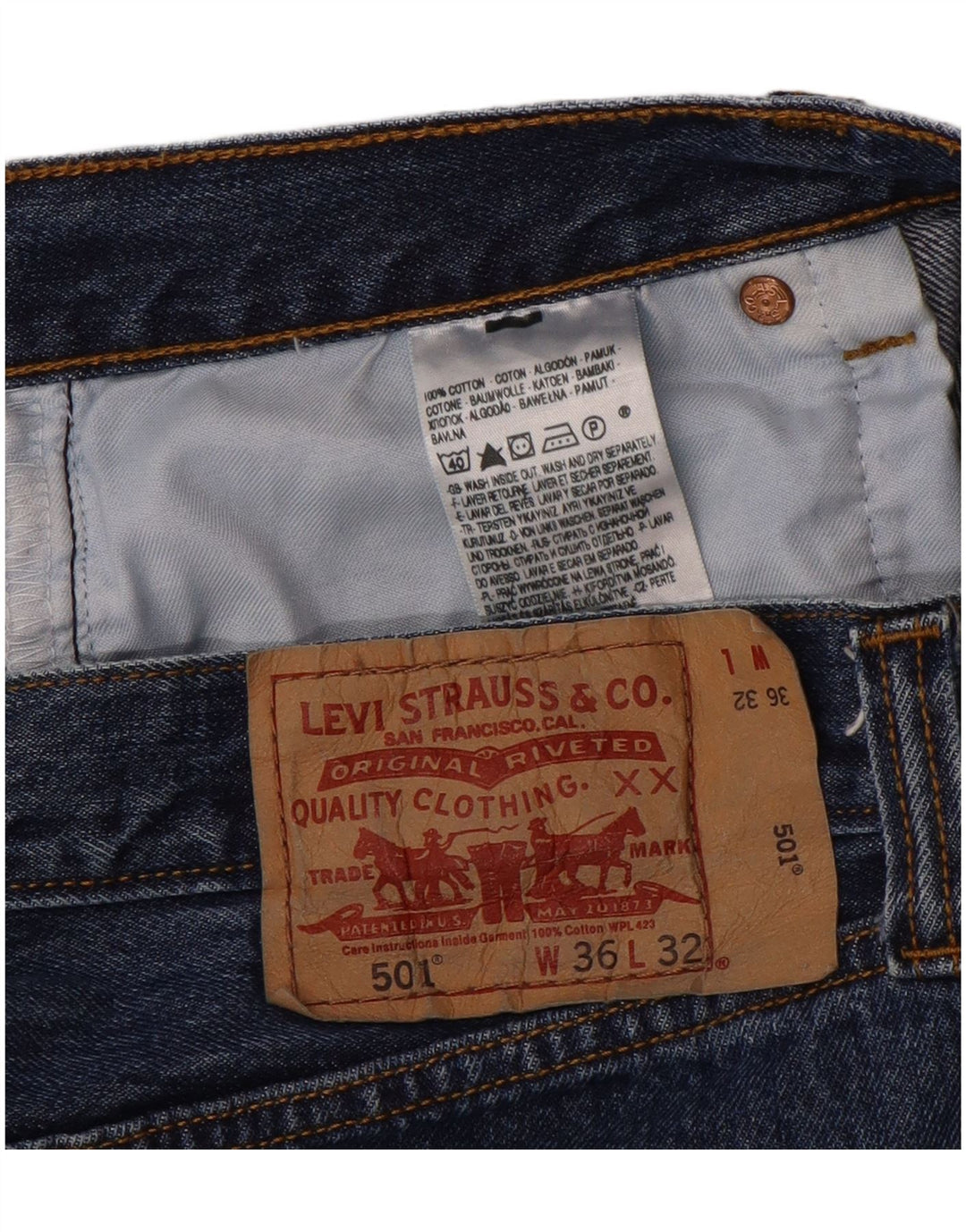 Męskie jeansy Levi's 501 Straight W36 L32 Niebieskie