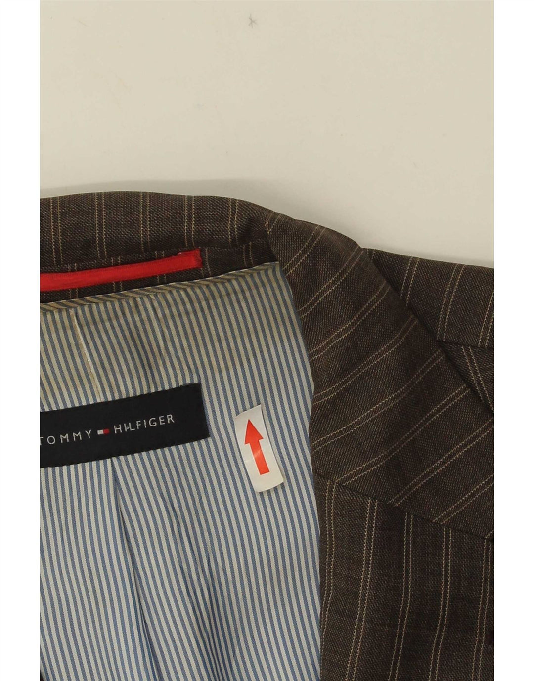 Męska marynarka zapinana na 2 guziki Tommy Hilfiger IT 52 XL, wiskoza w brązowe paski