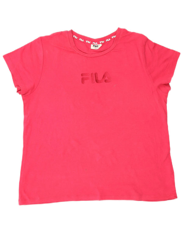 Damska koszulka z grafiką Fila Top UK 18 XL, różowa bawełna