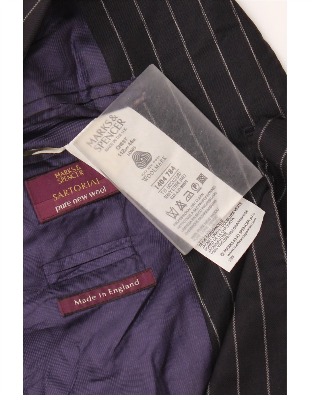 Marks & Spencer Męska marynarka zapinana na 3 guziki UK 44 2XL Granatowa w prążki