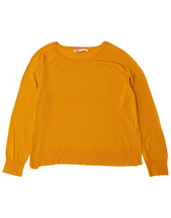 Sweter damski Zara z dekoltem w łódkę UK 16, duży, żółty