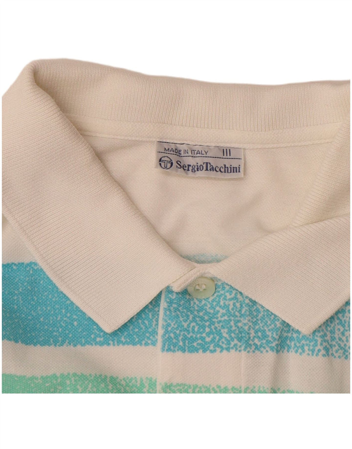 Męska koszulka polo SERGIO TACCHINI, mała, bawełniana w białe paski