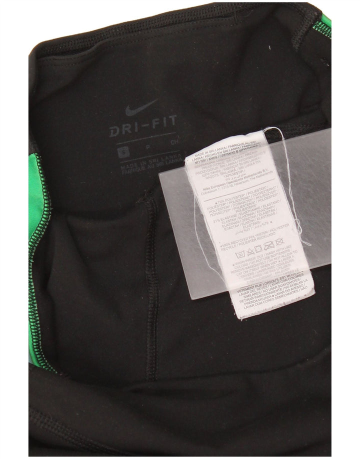 Damskie legginsy Nike Dri Fit z grafiką, małe, czarne, poliestrowe paski