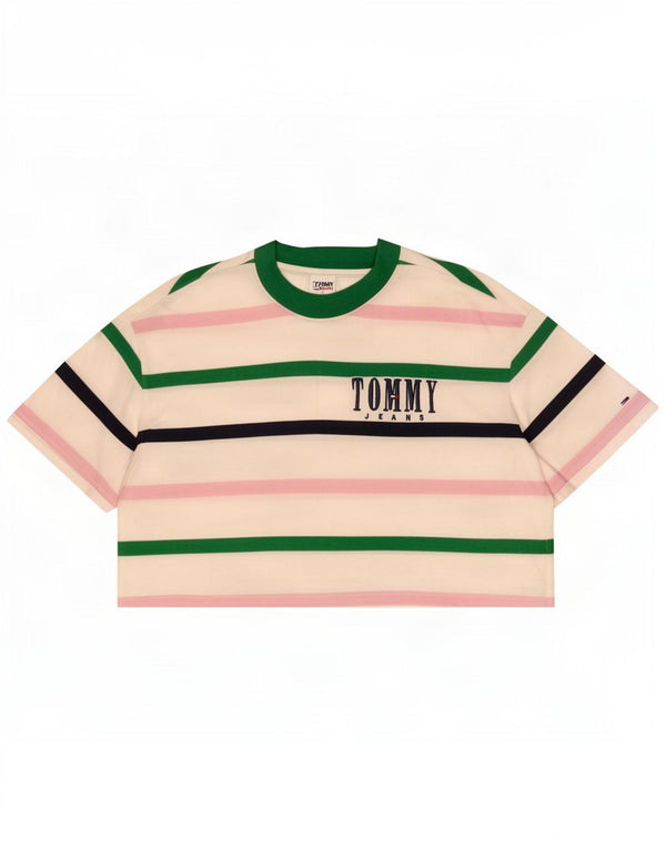 Damska koszulka Tommy Hilfiger Crop Graphic Top UK 18 XL w białe paski