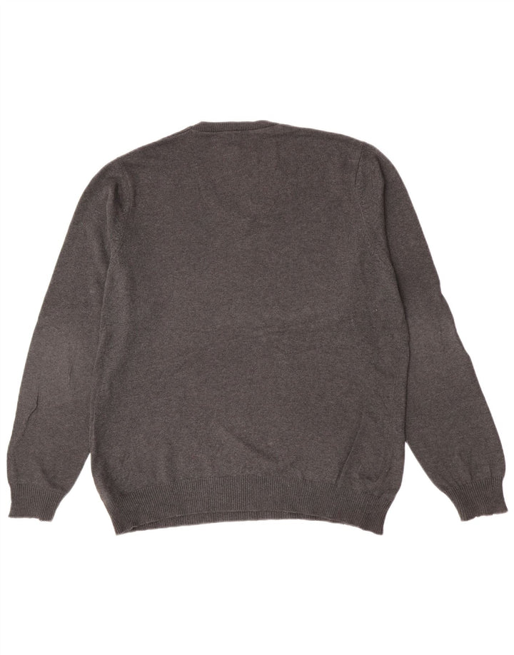 Męski sweter Marks & Spencer o regularnym kroju z dekoltem w kształcie litery V, średnioszary, nakrapiany