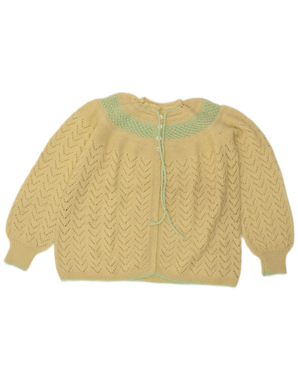 Sweter damski w stylu vintage, rozpinany UK 16, duży, żółty