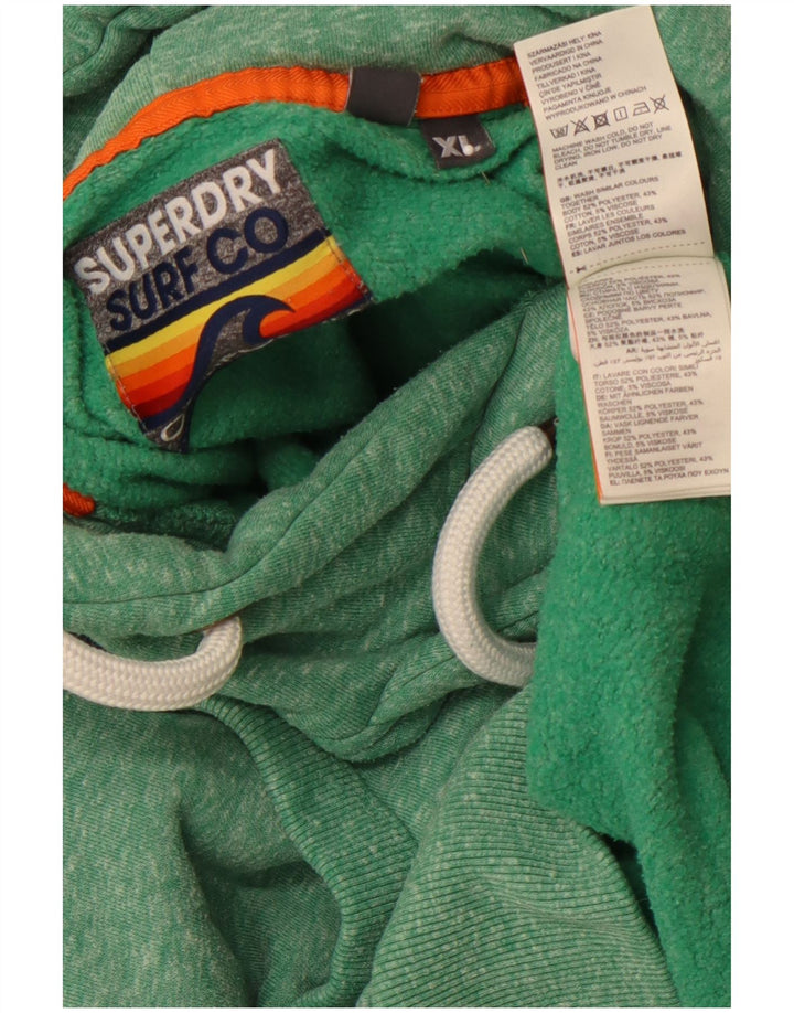 SUPERDRY Męski sweter z kapturem i grafiką XL, zielony, nakrapiany poliester