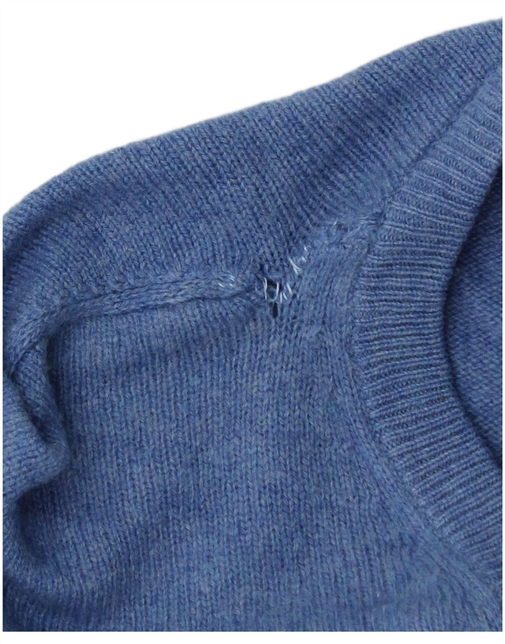 JAMES PRINGLE Męski sweter z dekoltem w kształcie litery V, duży, niebieski, z nowej wełny