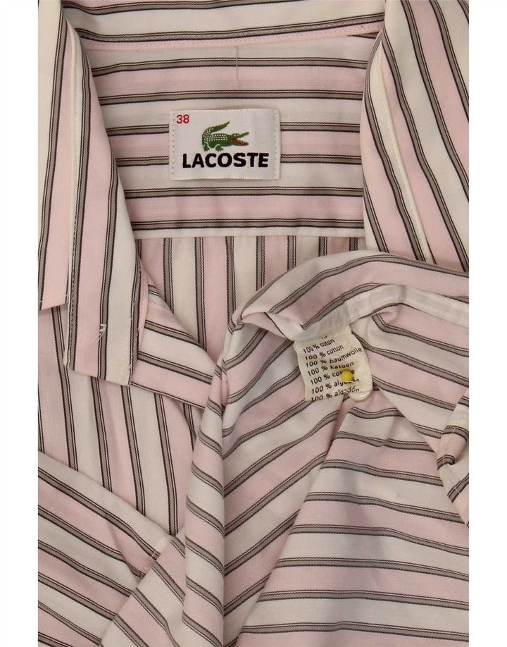 Koszula męska z krótkim rękawem Lacoste, rozmiar 38, bawełniana w średnie różowe paski