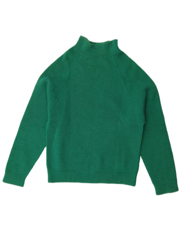 Sweter damski w stylu vintage z golfem UK 14, średni zielony