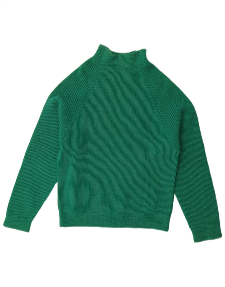 Sweter damski w stylu vintage z golfem UK 14, średni zielony