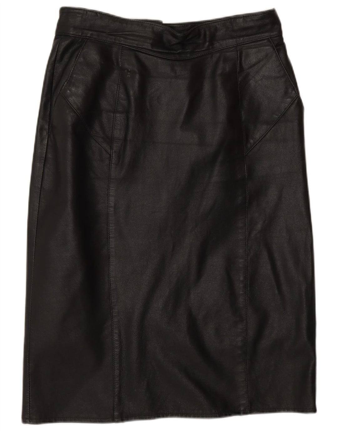 VINTAGE Womens Leather Skirt EU 40 Medium W30  Black