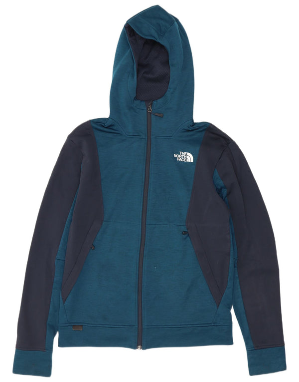 Męski sweter z kapturem The North Face, zapinany na zamek, mały, niebieski, poliester z blokami kolorów
