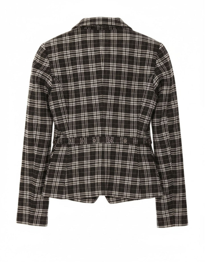 Damska marynarka Roccobarocco zapinana na 2 guziki IT 44, średnia, czarna bawełniana krata