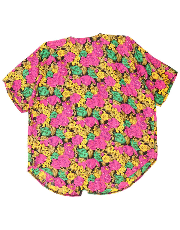 Damska bluzka koszulowa oversize VINTAGE UK 22 3XL wielobarwna w kwiaty