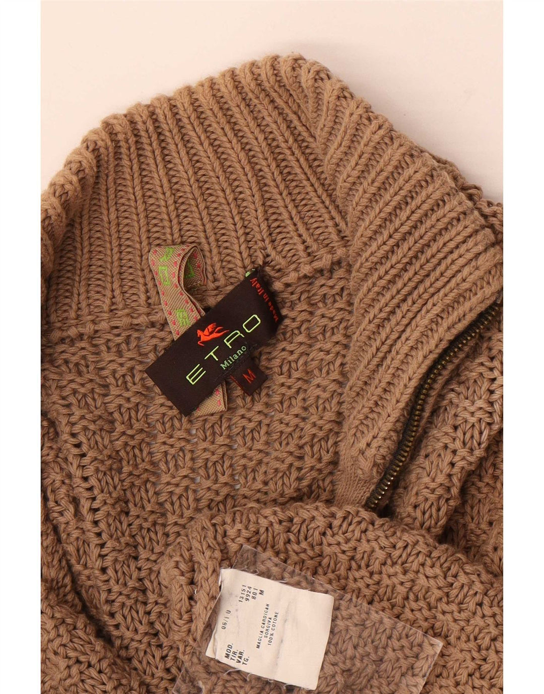Sweter damski Etro, kardigan UK 14, bawełna w kolorze średniego brązu