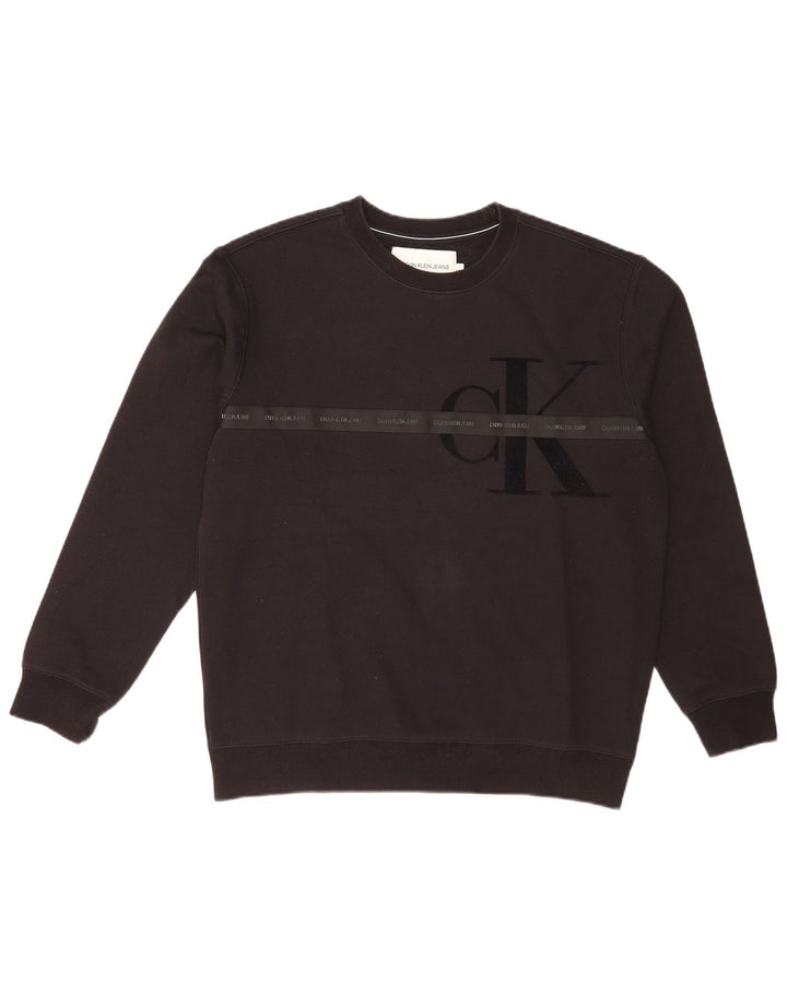 Męska bluza Calvin Klein Jeans z grafiką o regularnym kroju, duża, czarna
