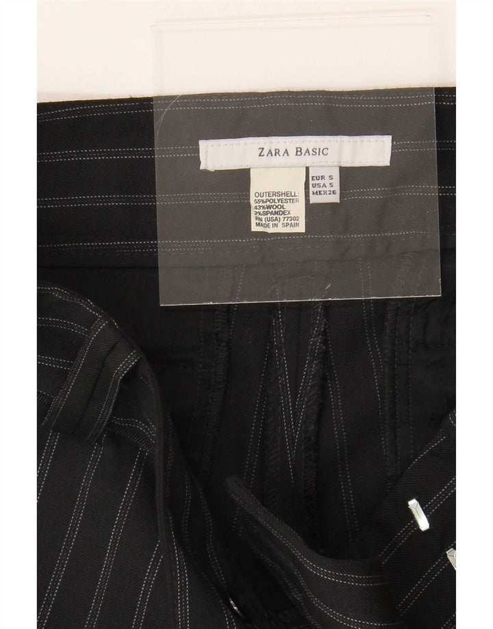 Damskie spodenki chino Zara, małe, W26, czarne, poliestrowe w prążki