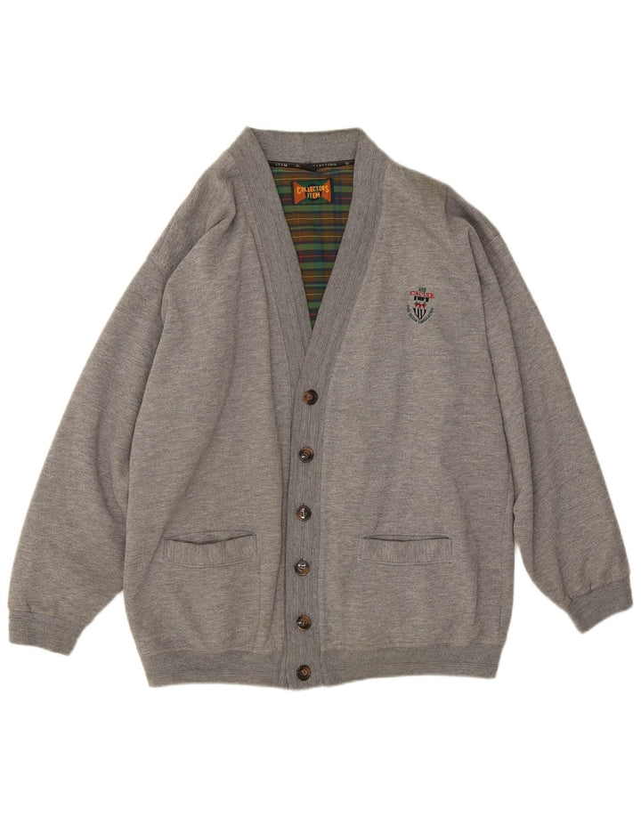 Sweter męski w stylu vintage, średnioszary, poliester