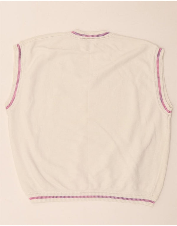 Tank top damski w stylu vintage, UK 18 XL, biała bawełna