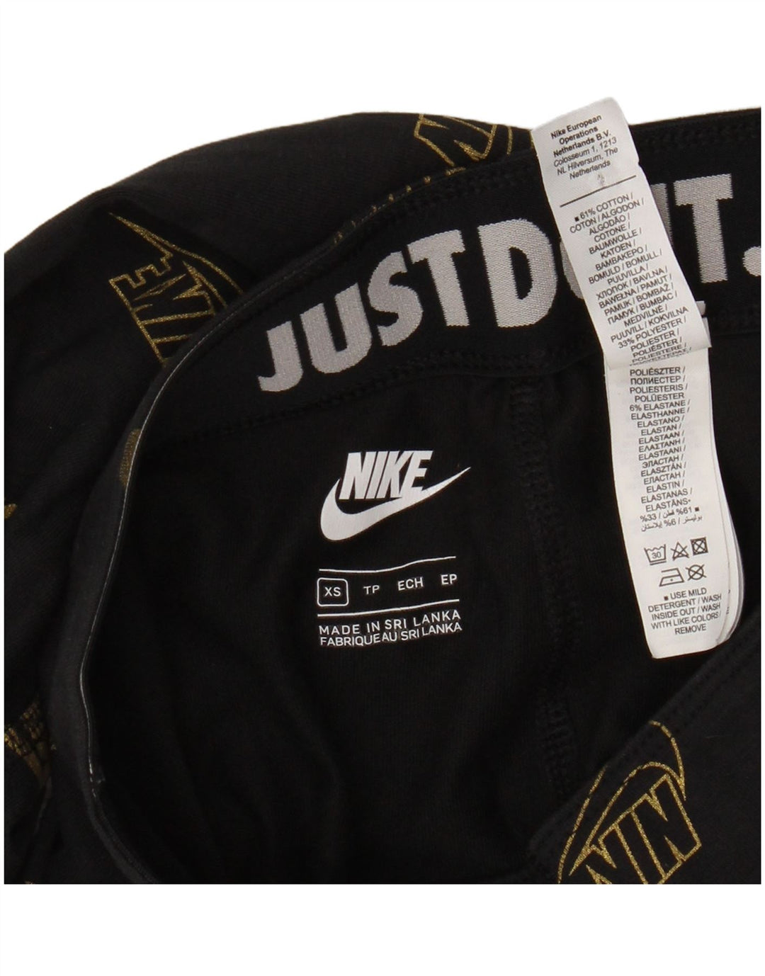 Damskie legginsy Nike Graphic UK 6 XS Czarne bawełniane logo