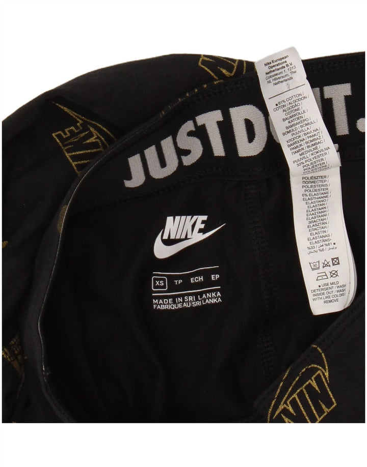 Damskie legginsy Nike Graphic UK 6 XS Czarne bawełniane logo