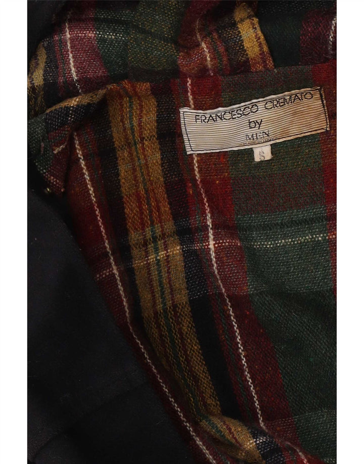 Vintage męski płaszcz z kapturem UK 36, mały granatowy