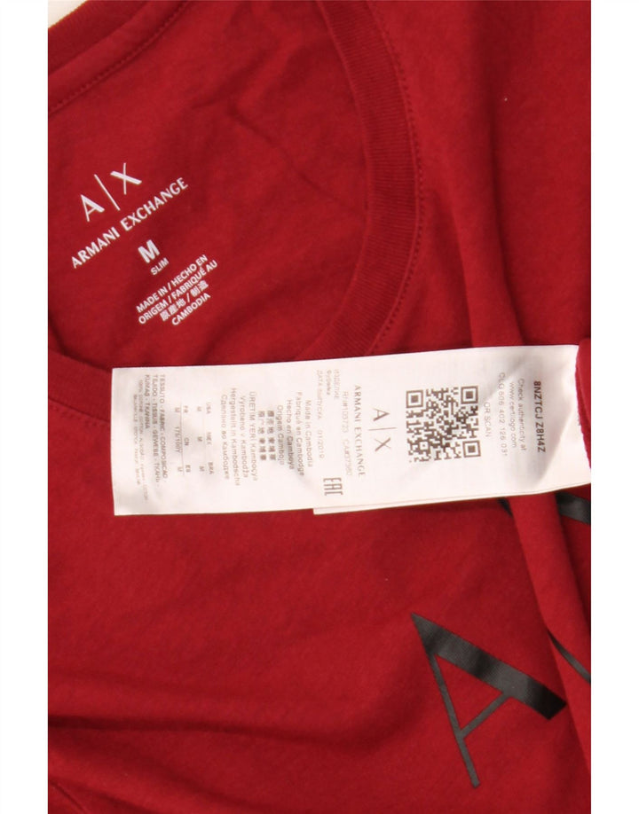 Męska koszulka z grafiką Armani Exchange, bawełniana, średnia czerwona