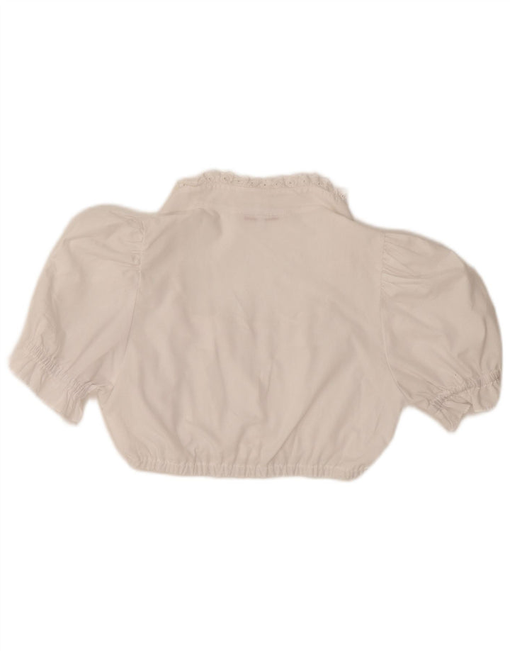 Krajowa damska bluzka z krótkim rękawem, krótka, EU 36, mała, biała, poliester