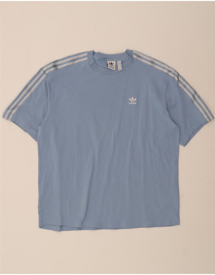ADIDAS Womens Oversized T-Shirt Top UK 10 Small Blue Cotton Vintage Adidas and Second-Hand Adidas from Messina Hembry 