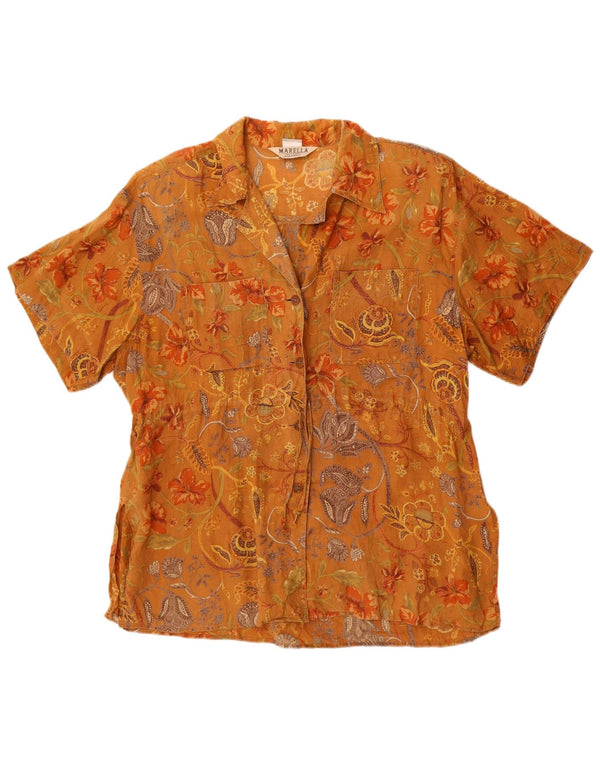 Koszula męska z krótkim rękawem Marella UK 12 Średni brązowy w kwiaty