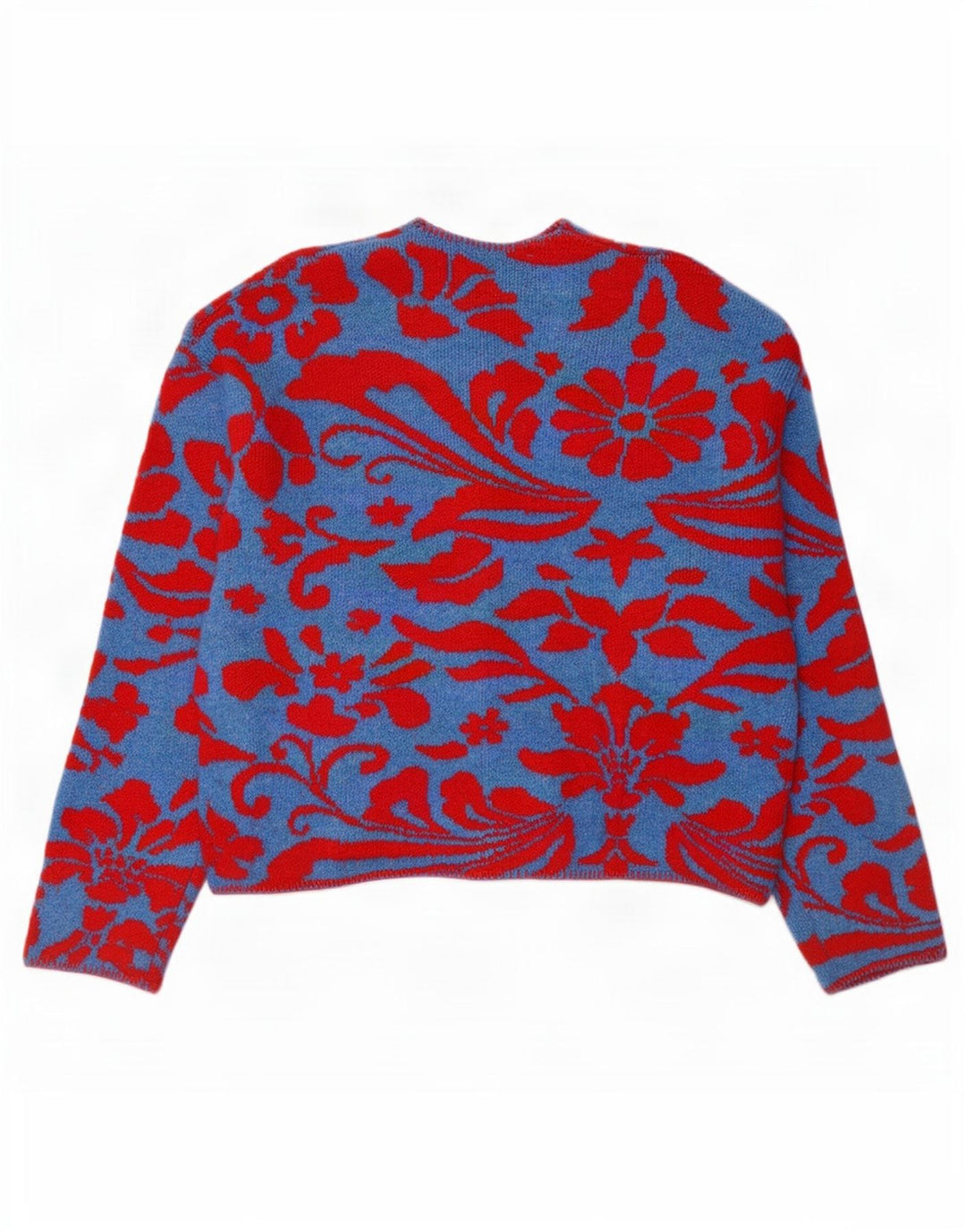 Sweter damski Zara, UK 14, średni niebieski, kwiatowy poliester