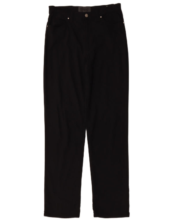 Versace Womens Straight Casual Trousers W32 L31 Black Polyamide